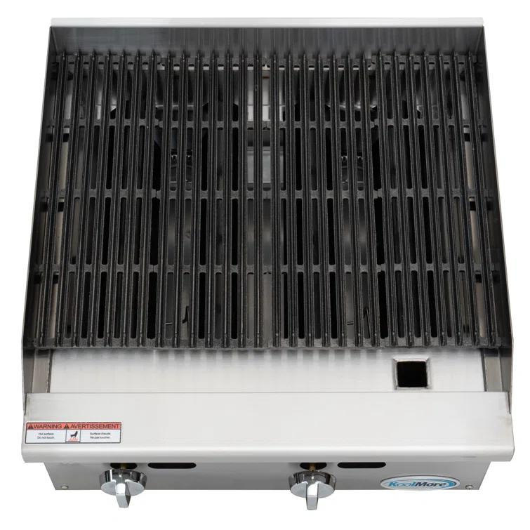 24 in. Commercial 2-Burner Natural Gas Charbroiler with 60,000 BTU in Stainless-Steel (KM-GCB2-24M)