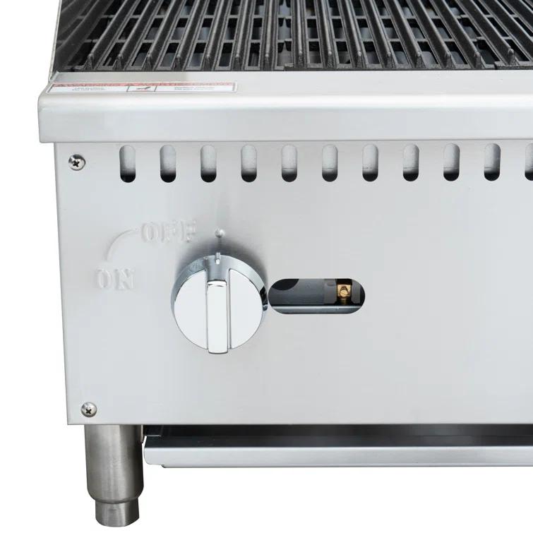 24 in. Commercial 2-Burner Natural Gas Charbroiler with 60,000 BTU in Stainless-Steel (KM-GCB2-24M)