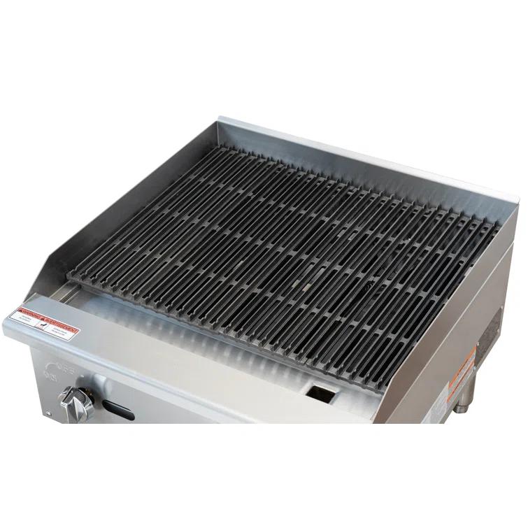 24 in. Commercial 2-Burner Natural Gas Charbroiler with 60,000 BTU in Stainless-Steel (KM-GCB2-24M)