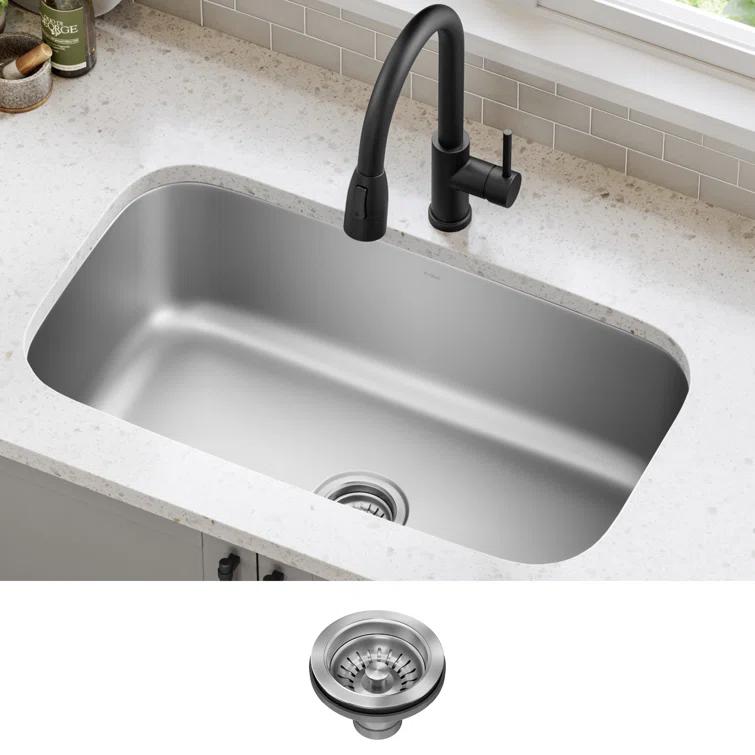 KRAUS Premier Undermount Single Bowl 18-Gauge Stainless Steel Kitchen Sink