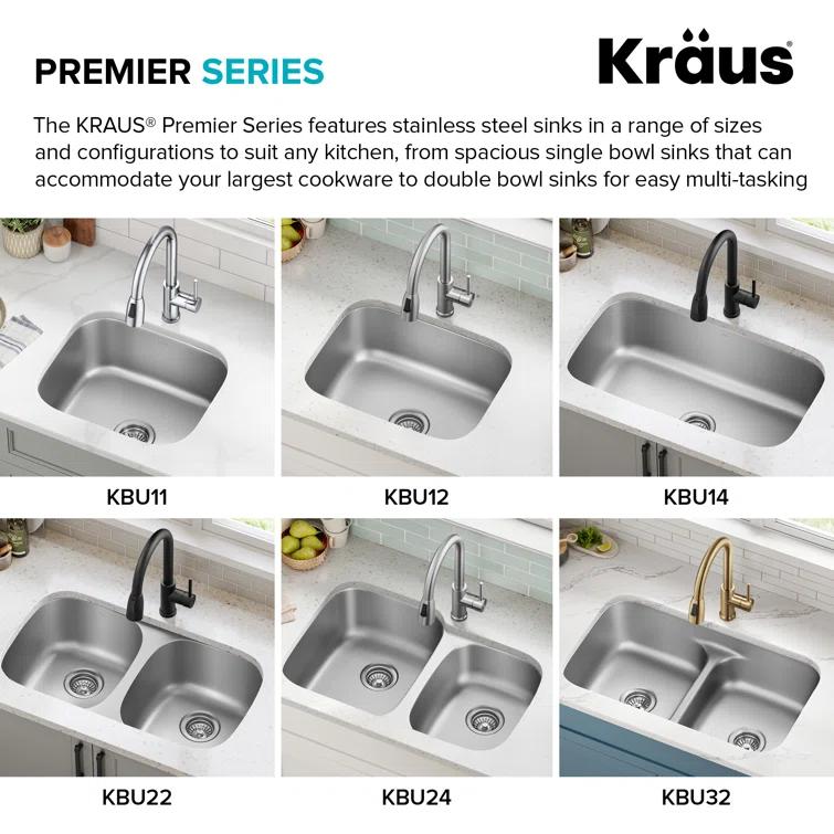 KRAUS Premier Undermount Single Bowl 18-Gauge Stainless Steel Kitchen Sink