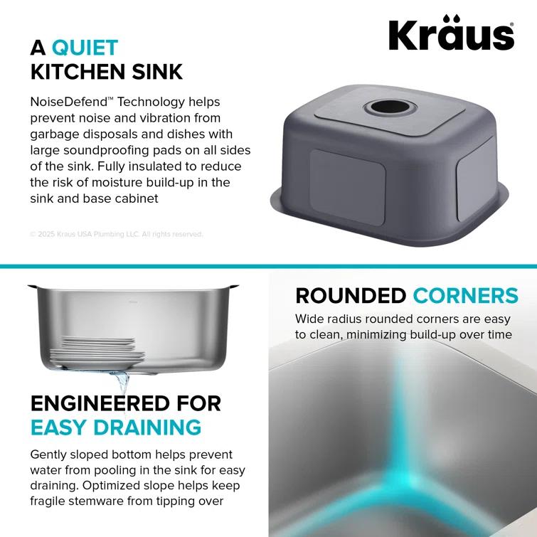 KRAUS Premier Undermount Single Bowl 18-Gauge Stainless Steel Kitchen Sink