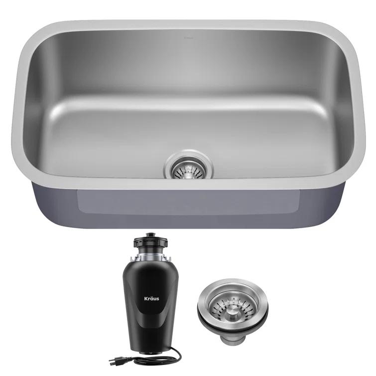 Kraus Premier 31.5-inch 18 Gauge Undermount Kitchen Sink with Waste Guard™ Garbage Disposal