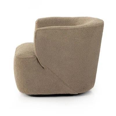 Camel Sheepskin Leather Swivel Barrel Chair