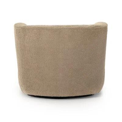 Camel Sheepskin Leather Swivel Barrel Chair