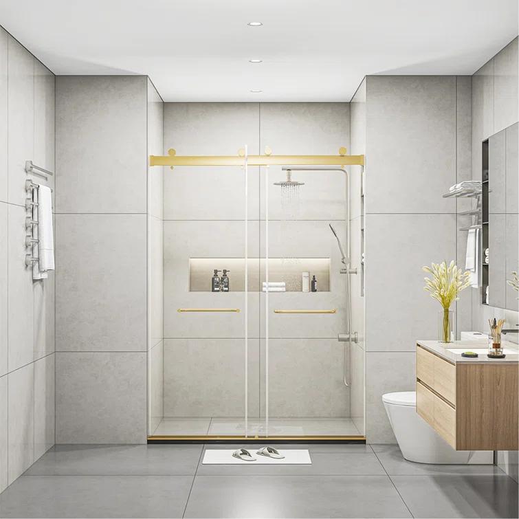 Dimorphos Frameless Sliding Glass Shower Doors with 3/8"(10mm) Clear Tempered Glass 11DD701957Q
