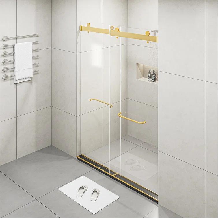 Dimorphos Frameless Sliding Glass Shower Doors with 3/8"(10mm) Clear Tempered Glass 11DD701957Q