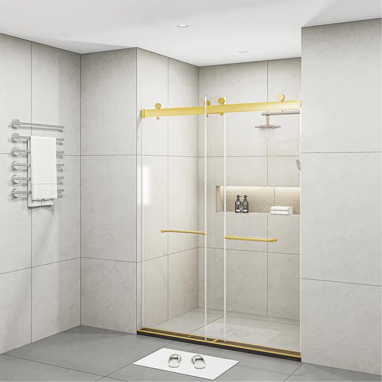 Dimorphos Frameless Sliding Glass Shower Doors with 3/8"(10mm) Clear Tempered Glass 11DD701957Q
