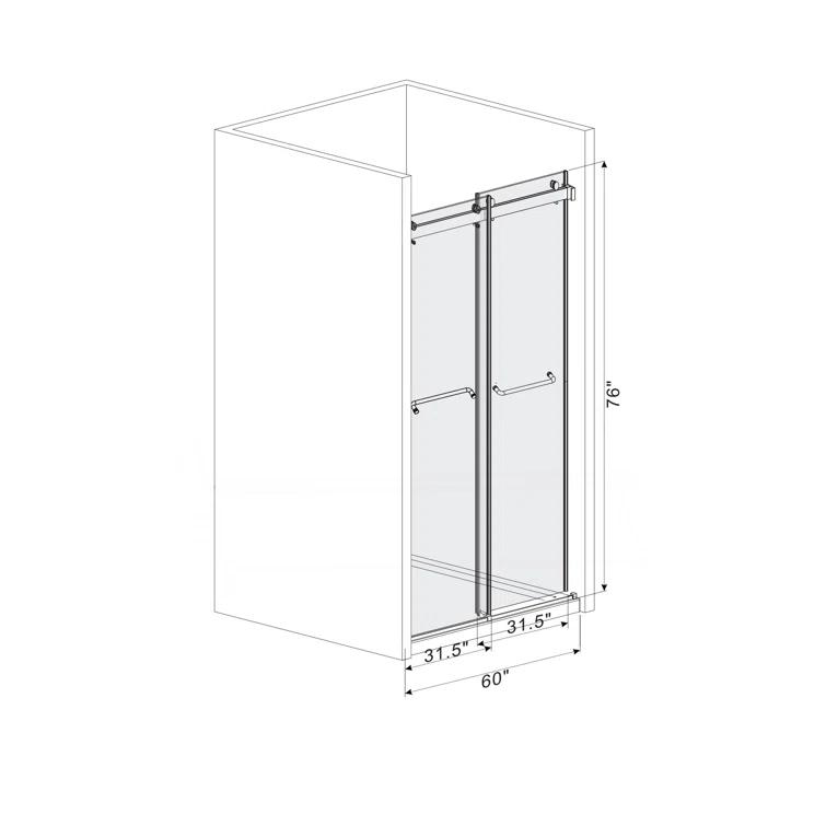Dimorphos Frameless Sliding Glass Shower Doors with 3/8"(10mm) Clear Tempered Glass 11DD701957Q