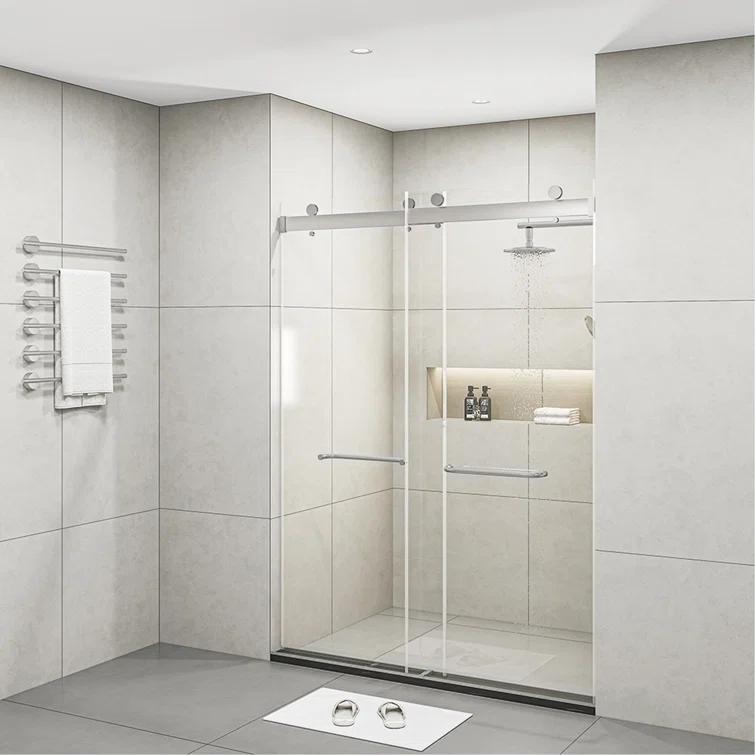 PET STOP LLC F5YDNC1F0736Q 60" Width x 76"Height Shower Doors with 3/8"(10mm) Clear Tempered Glass