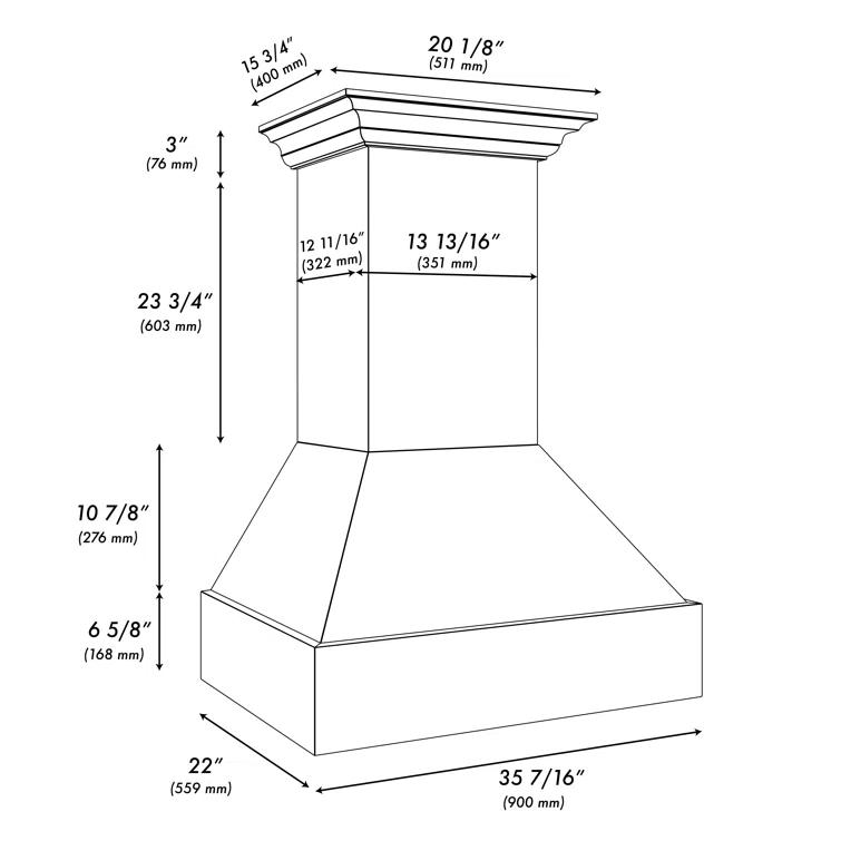 ZLINE 36 in. Convertible Vent Wooden Wall Mount Range Hood in Walnut