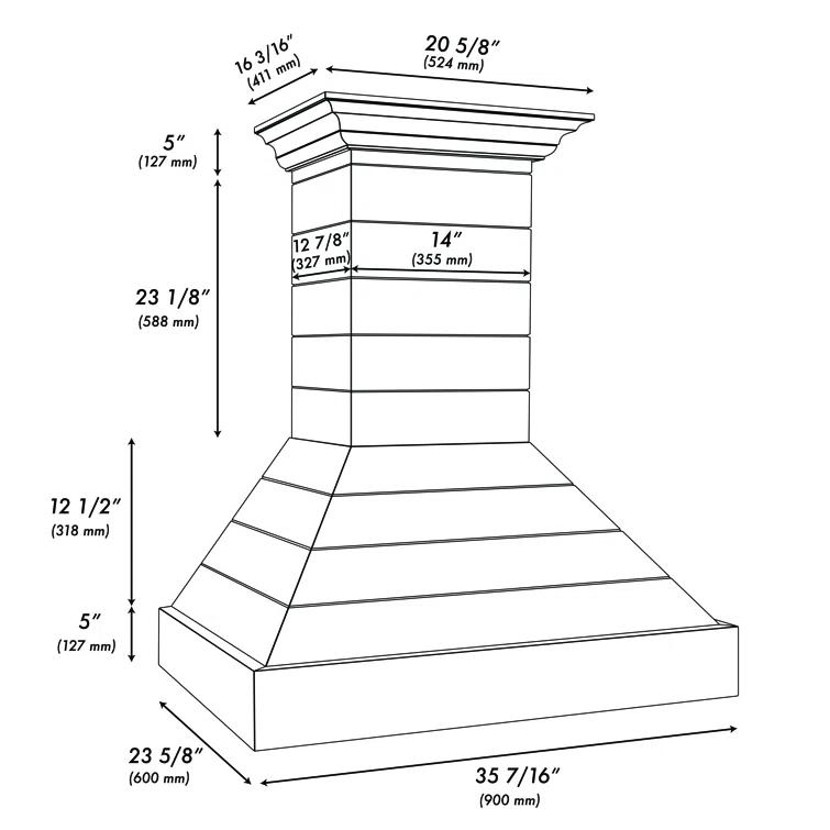ZLINE 36 in. Convertible Vent Wooden Wall Mount Range Hood in Walnut