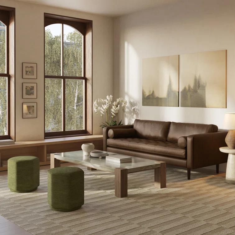 Napa 88.5'' Full-Grain Genuine Italian Leather Sofa