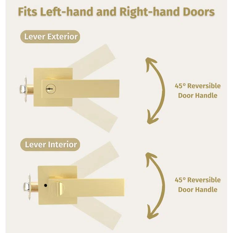 Mega Handles ROBELL Reversible Entry Door Lever and Single Cylinder Deadbolt Lock Combo Pack | Modern Keyed Lever