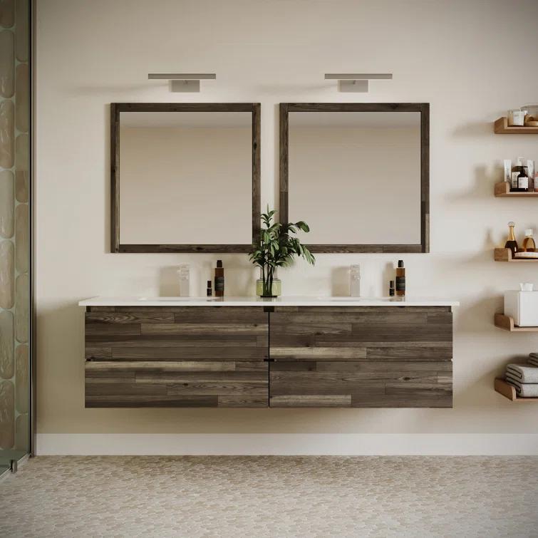 Fresca Formosa 70" Wall Mount Floating Double Sink Bathroom Vanity Base Only - Top and Sink Not Included