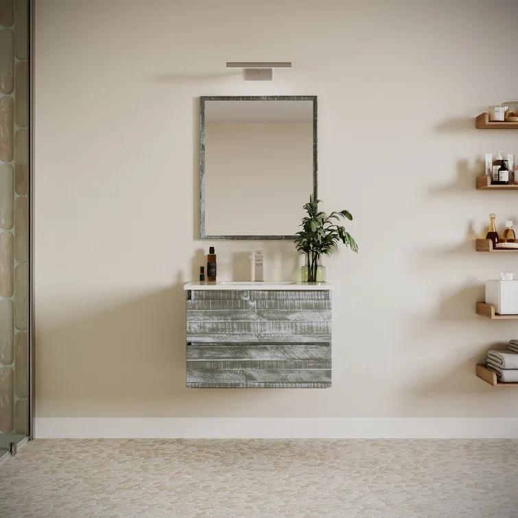 Fresca Formosa 30" Wall Mount Single Sink Bathroom Vanity Set with Top, Sink and Mirror (Faucet Not Included)