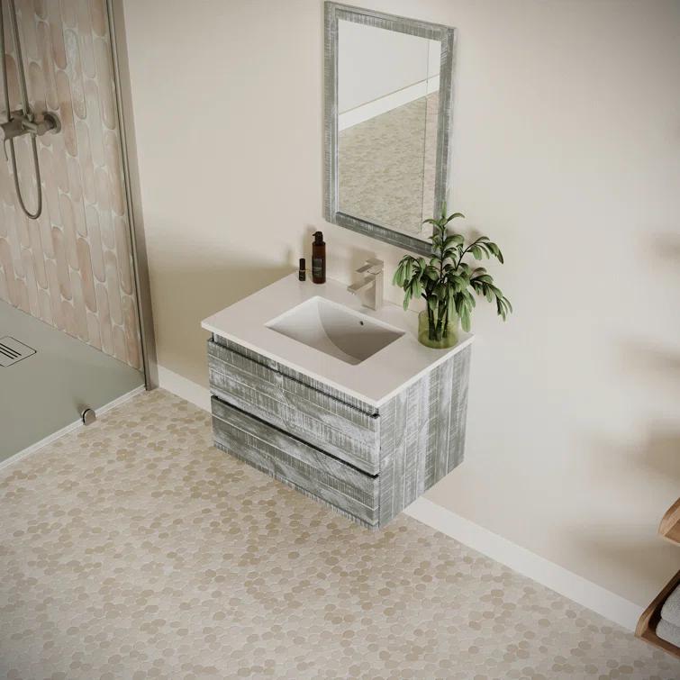 Fresca Formosa 30" Wall Mount Floating Single Sink Bathroom Vanity Set with Top and Sink - Faucet Not Included