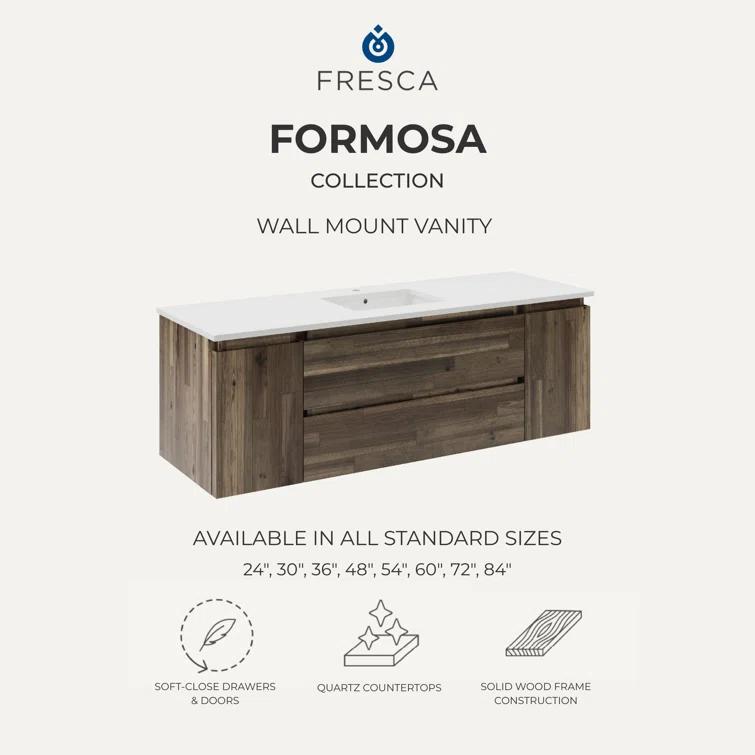 Fresca Formosa 30" Wall Mount Floating Single Sink Bathroom Vanity Set with Top and Sink - Faucet Not Included