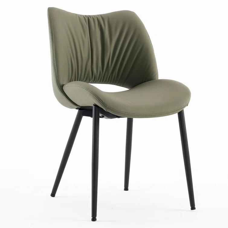 Mackensie Upholstered Dining Chairs Faux Leather Kitchen Chairs with Metal Legs