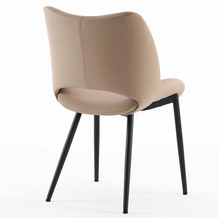 Mackensie Upholstered Dining Chairs Faux Leather Kitchen Chairs with Metal Legs (Set of 2)