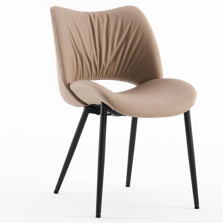 Mackensie Upholstered Dining Chairs Faux Leather Kitchen Chairs with Metal Legs (Set of 2)