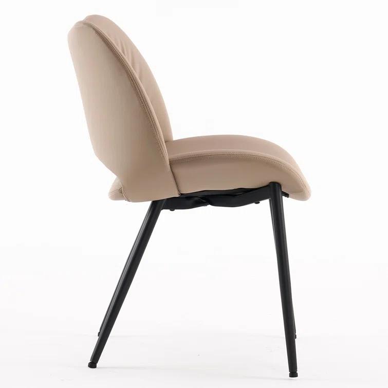 Mackensie Upholstered Dining Chairs Faux Leather Kitchen Chairs with Metal Legs (Set of 2)