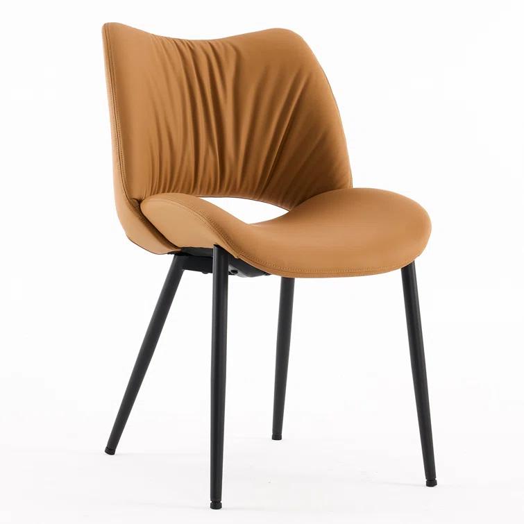 Mackensie Upholstered Dining Chairs Faux Leather Kitchen Chairs with Metal Legs