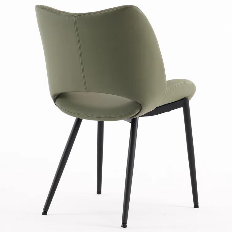 Mackensie Upholstered Dining Chairs Faux Leather Kitchen Chairs with Metal Legs