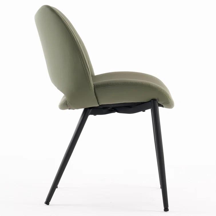 Mackensie Upholstered Dining Chairs Faux Leather Kitchen Chairs with Metal Legs