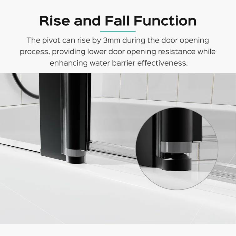 KUNMINGZHUHE 43 In. W * 58 In. H Frameless Folding Shower Doors For Bathtub, 1/4" (6Mm) Thick SGCC Tempered Glass Door, Bathroom Pivot Tub Glass Door ZH2745-W1552P173134