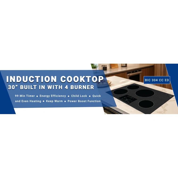 Equator Advanced Appliances Equator 30" Built-In 4 Burner Induction Cooktop POWER BOOST Keep Warm 240V/7400W BIC 304