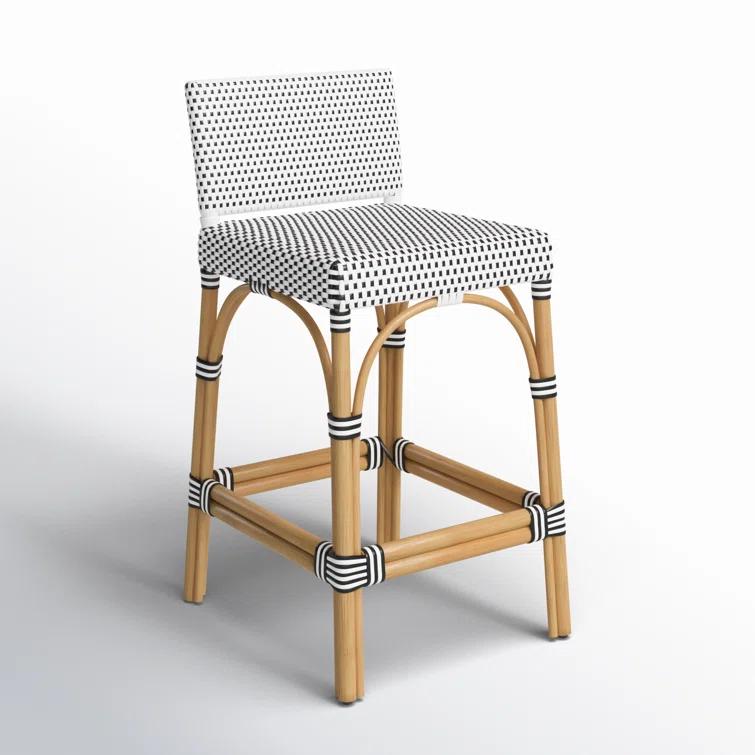Butler Specialty Serienna Rattan Low Back 24.5" Counter Stool - White/Black