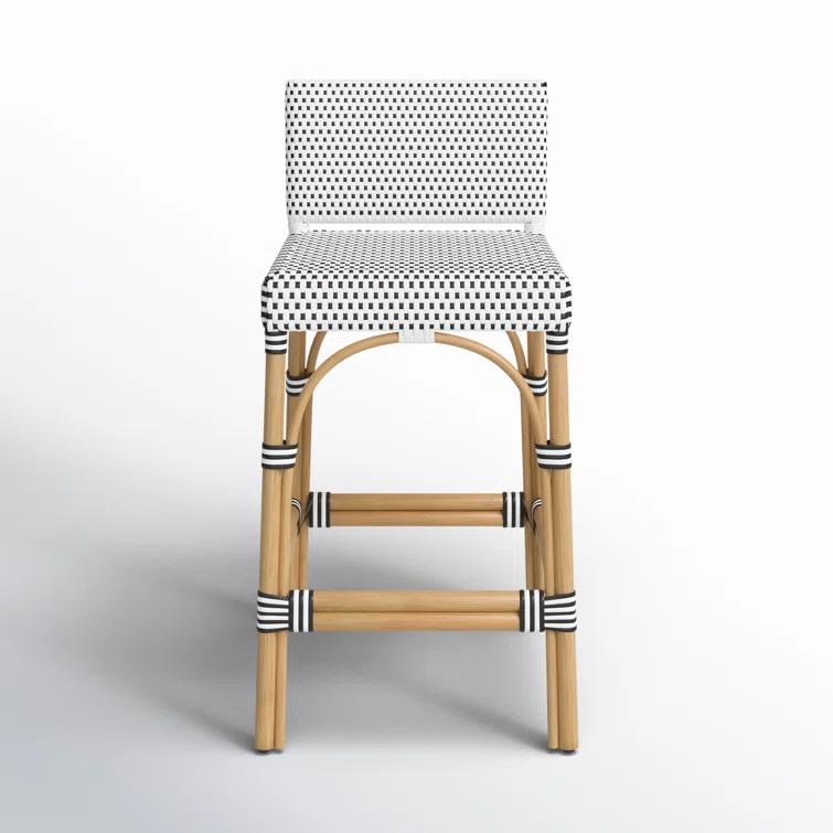 Butler Specialty Serienna Rattan Low Back 24.5" Counter Stool - White/Black