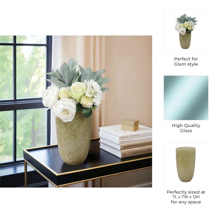 Ivory Handcrafted Round Glass Table Vase