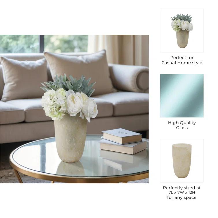 Ivory Handcrafted Round Glass Table Vase