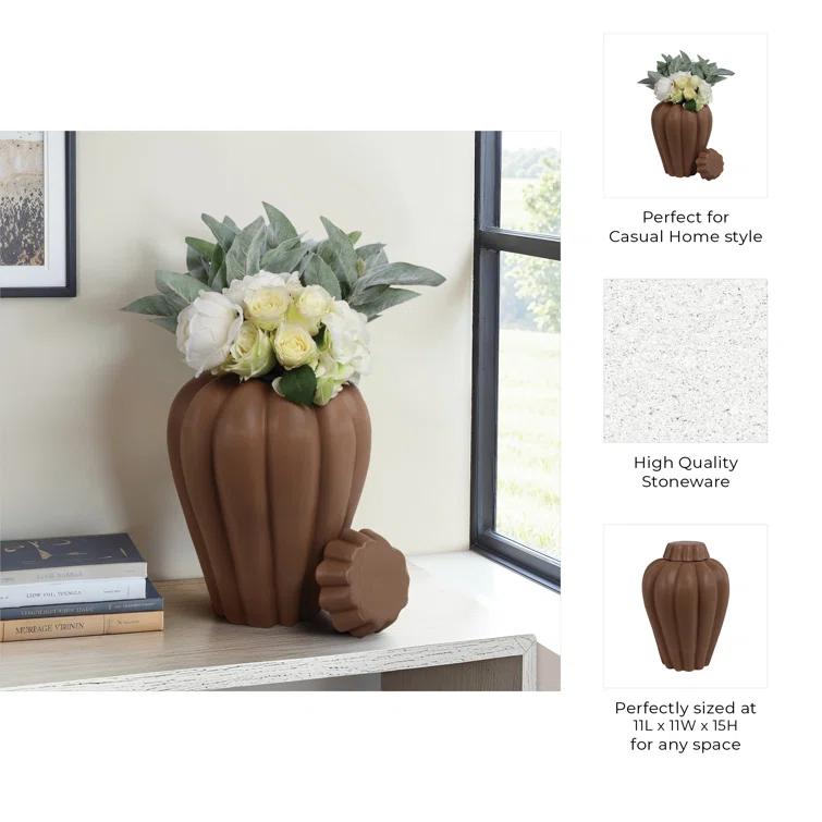 Tukwila Large Brown Stoneware Decorative Jar