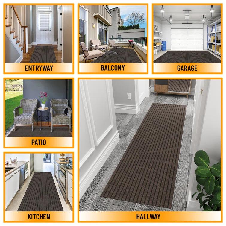 Custom Cut Non-Slip Rubberback Scrape Indoor/Outdoor Extra Long Runner Rugs for Hallway, Kitchen, Living Room, Garage, and Patio