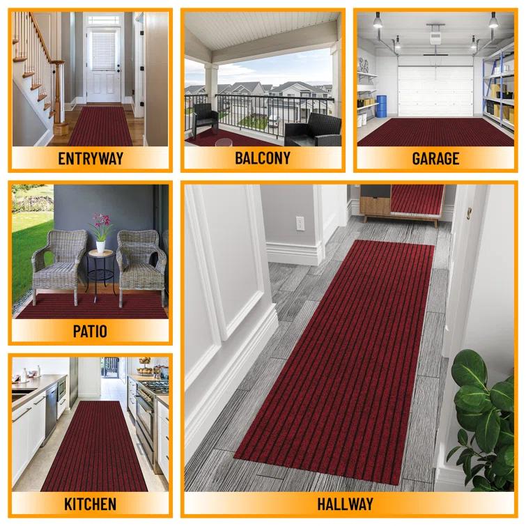 Custom Cut Non-Slip Rubberback Scrape Indoor/Outdoor Extra Long Runner Rugs for Hallway, Kitchen, Living Room, Garage, and Patio