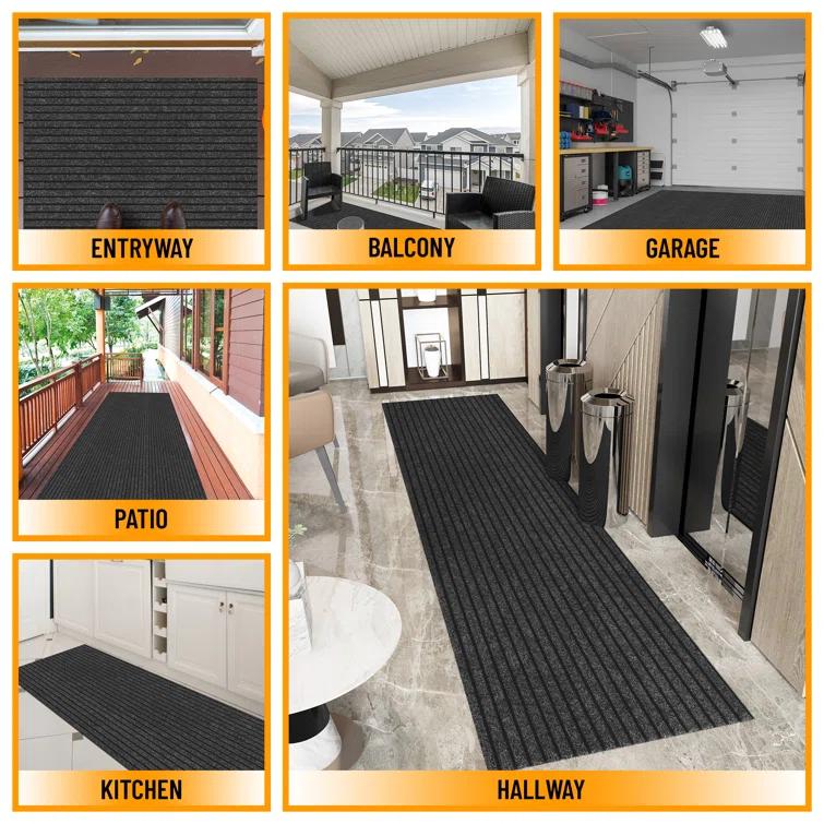 Custom Cut Non-Slip Rubberback Scrape Indoor/Outdoor Extra Long Runner Rugs for Hallway, Kitchen, Living Room, Garage, and Patio