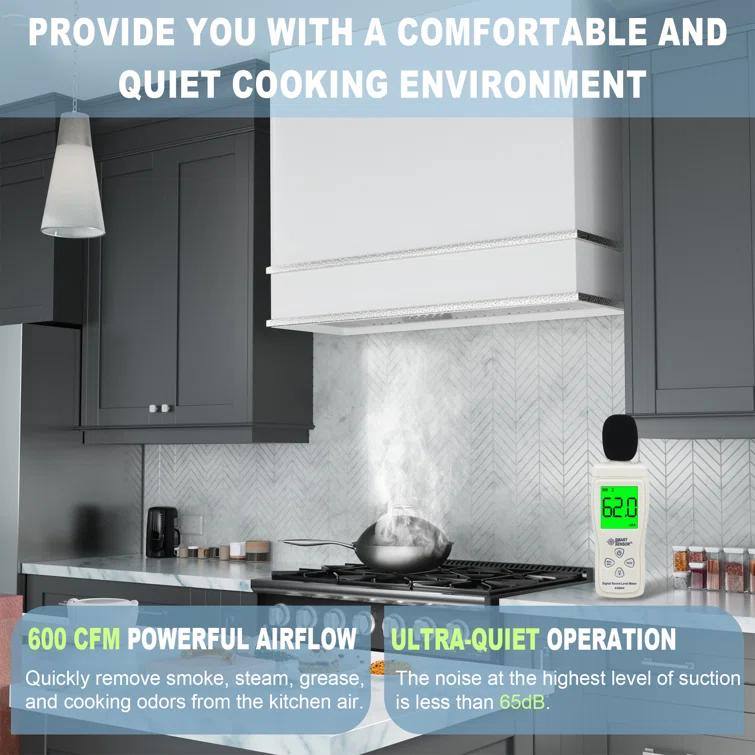 Akicon 36" Stainless Steel 600 CFM Ducted (Vented) Wall Mounted Required Range Hood