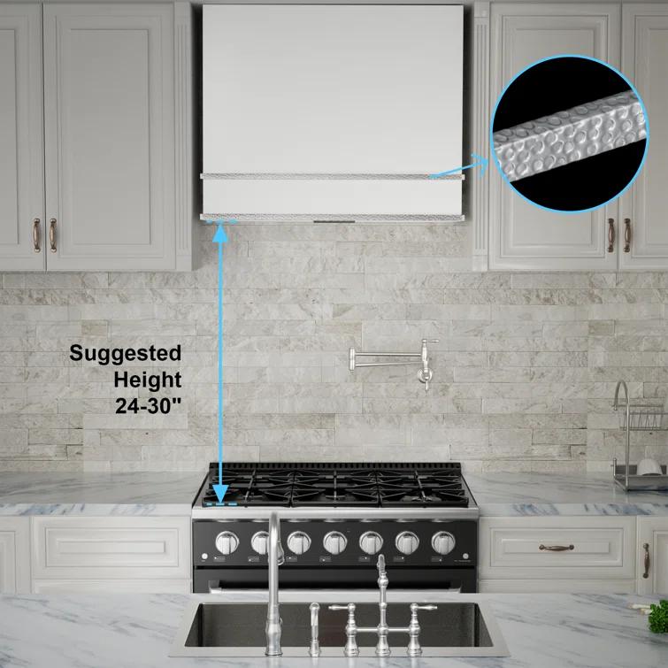 Akicon 36" Stainless Steel 600 CFM Ducted (Vented) Wall Mounted Required Range Hood