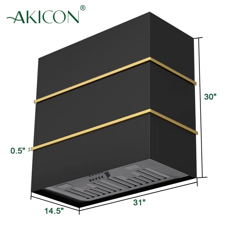 Akicon Akicon 30" Stainless Steel 600 CFM Ducted (Vented) Wall Mounted Required Range Hood AK-HS30HC-JBG