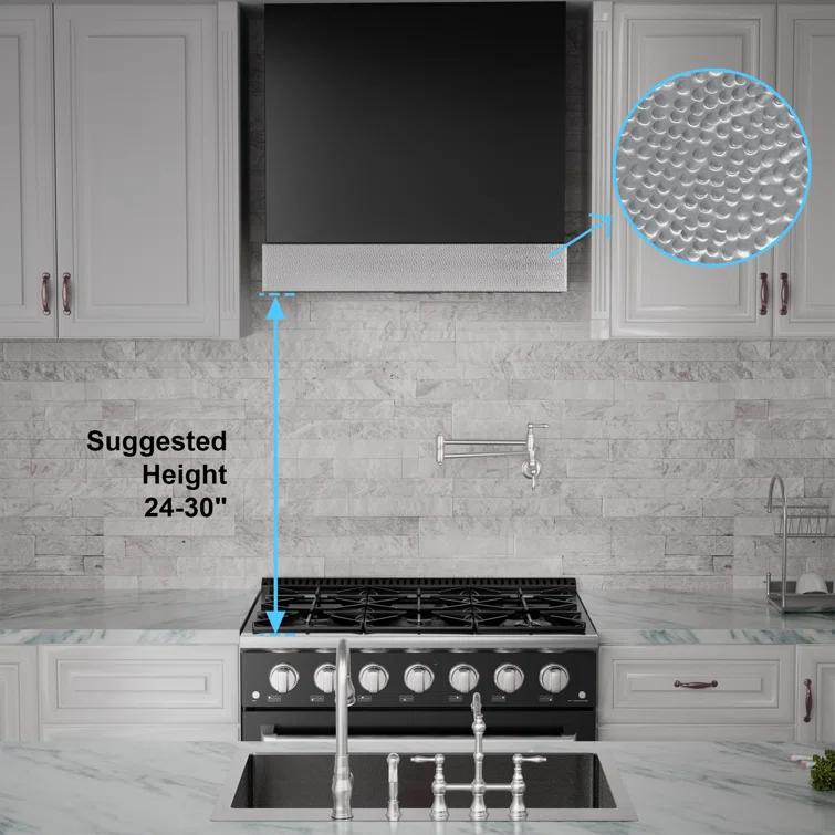 Akicon Akicon 600 CFM Ducted (Vented) Wall Mounted Required Range Hood AK-HS30HD-JBN