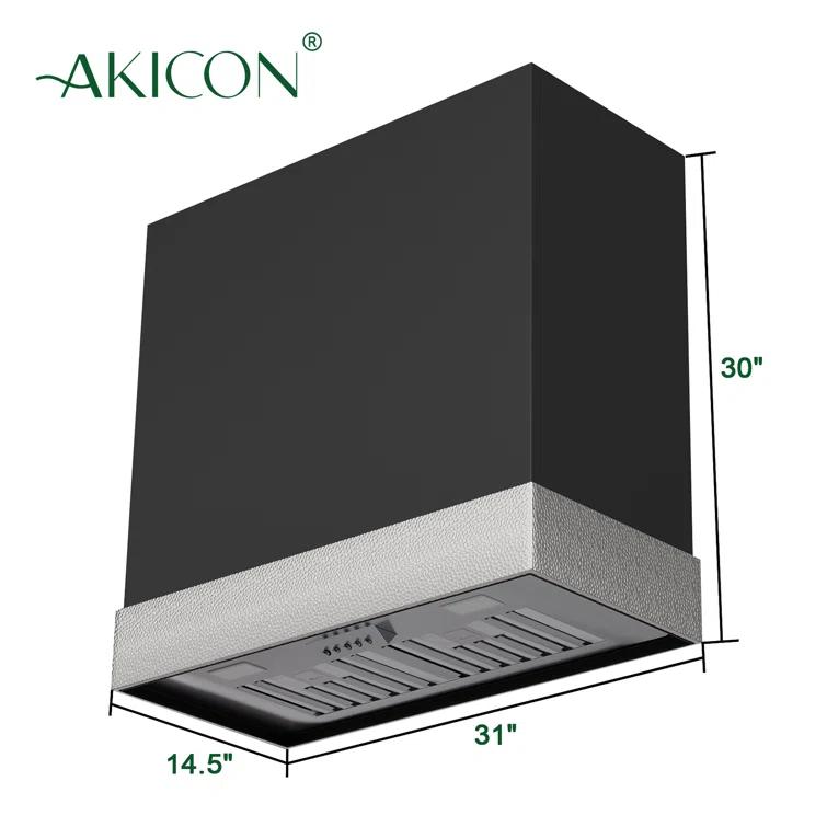 Akicon Akicon 600 CFM Ducted (Vented) Wall Mounted Required Range Hood AK-HS30HD-JBN
