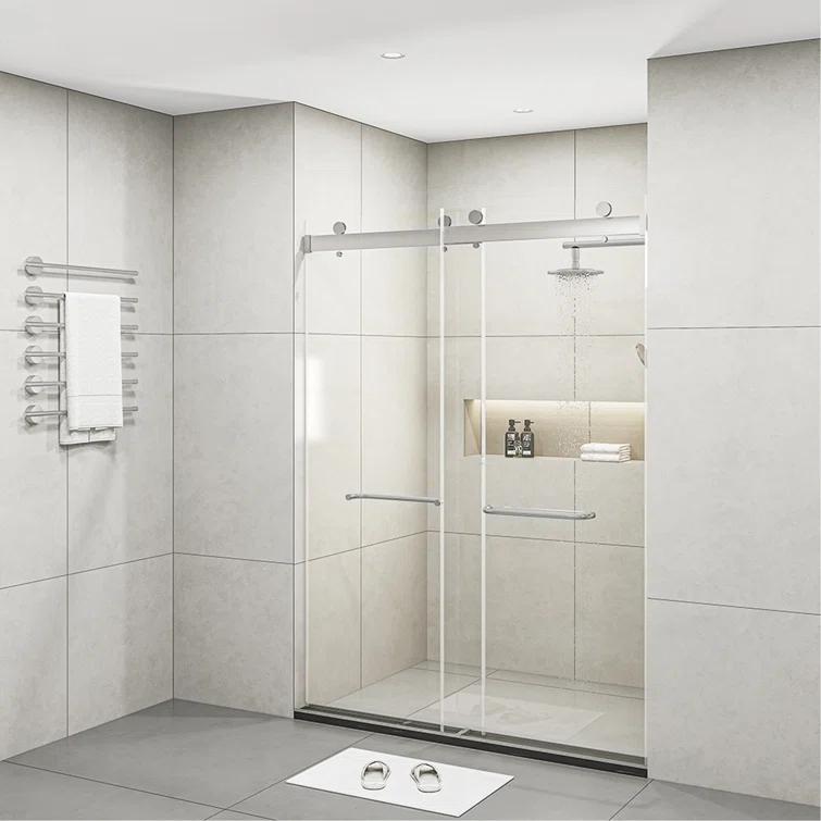 PET STOP LLC F5YDNC1F0736Q 60" Width x 76"Height Shower Doors with 3/8"(10mm) Clear Tempered Glass