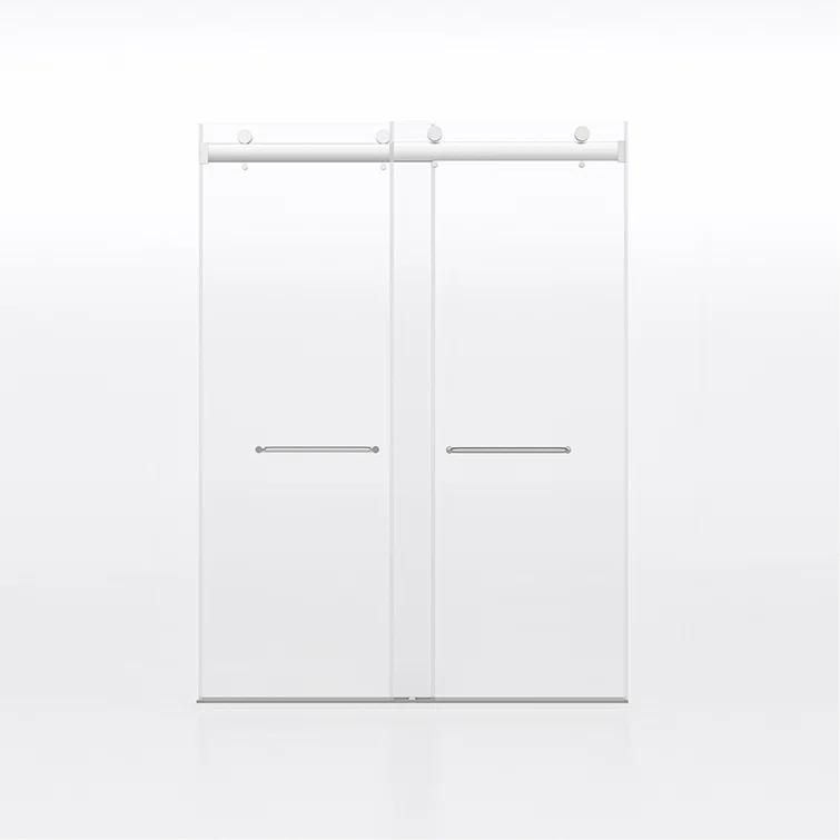 PET STOP LLC F5YDNC1F0736Q 60" Width x 76"Height Shower Doors with 3/8"(10mm) Clear Tempered Glass