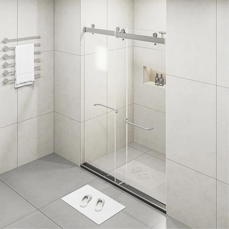 PET STOP LLC F5YDNC1F0736Q 60" Width x 76"Height Shower Doors with 3/8"(10mm) Clear Tempered Glass