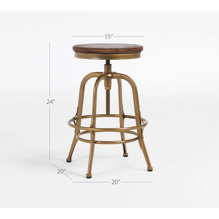 Piper 26" Brown and Brass Adjustable Metal Counter Stool