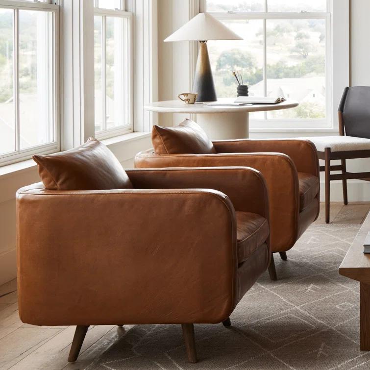 Rounded Back Leather Swivel Chair