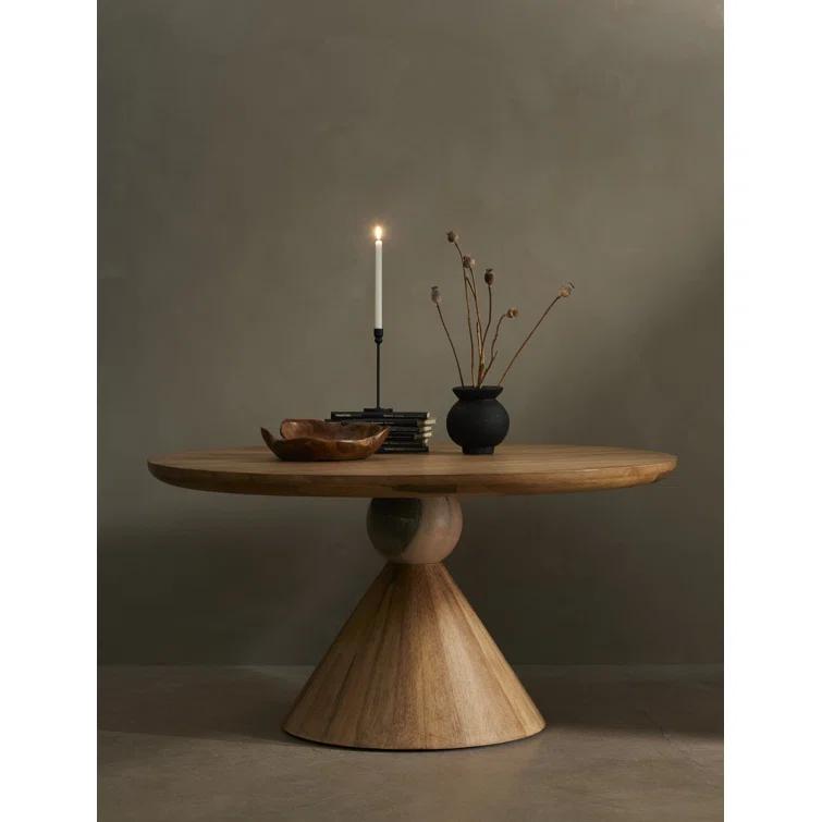 Jasmine Round Dining Table - Natural/Blush Marble